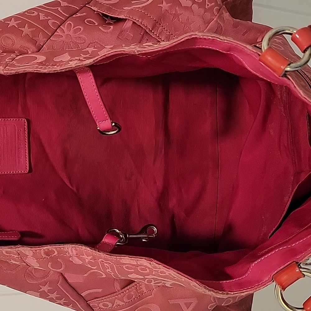 Coach Pink Poppy Shoulder Tote Bag - Picture 5 of 9